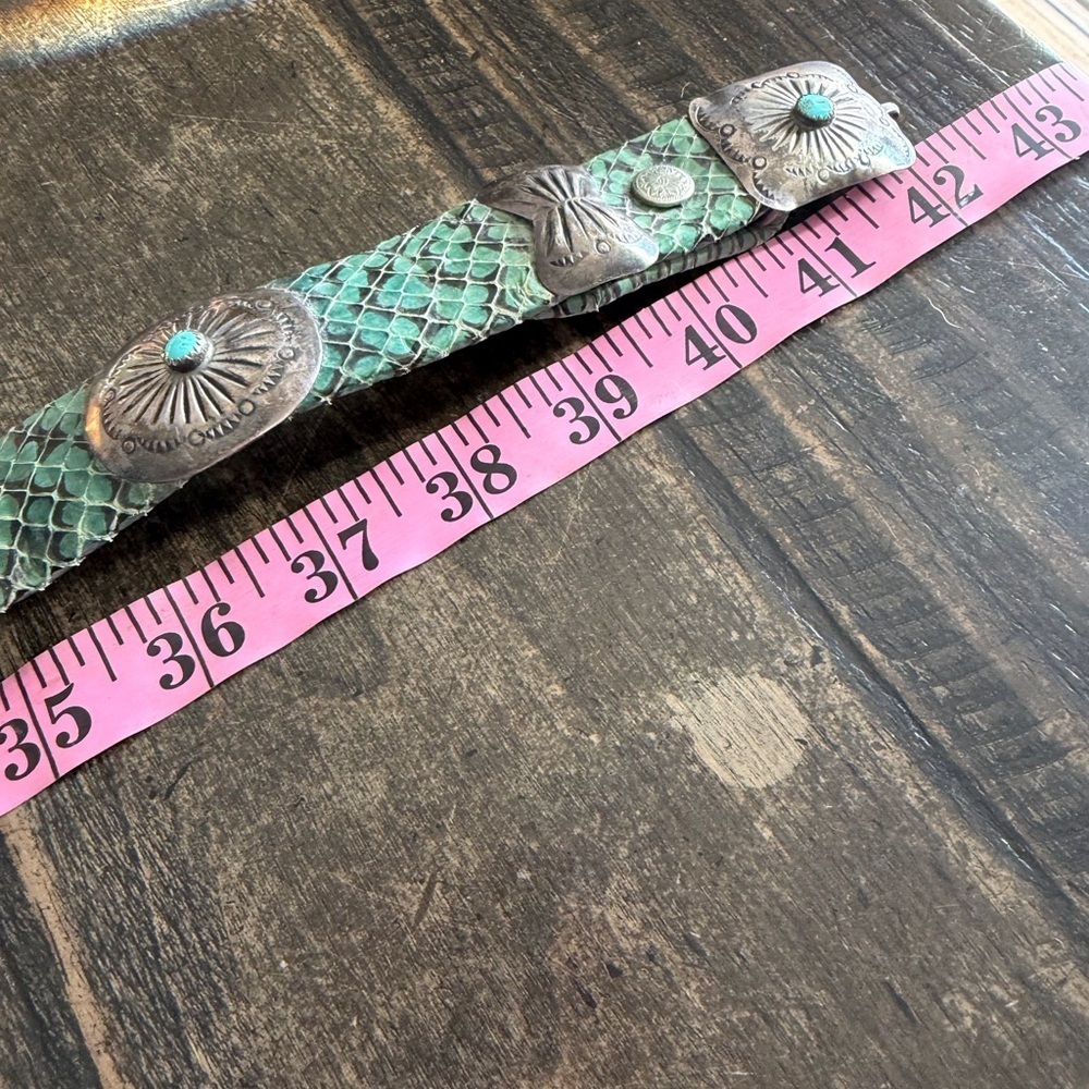 Vintage Turquoise and Silver Concho Belt - Picture 1 of 9